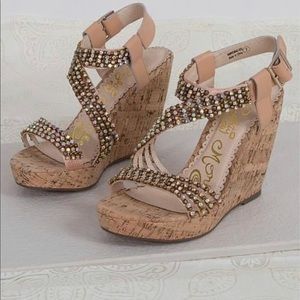 Naughty Monkey Sugar Mama Wedges Sz 9